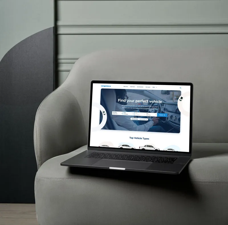CarsGenius on a laptop device