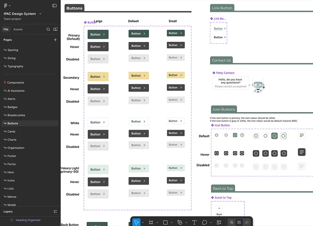 Figma design system library structure