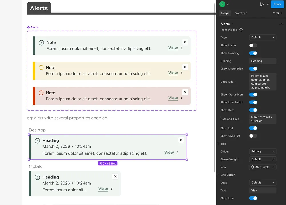 Comfigurable component in Figma.