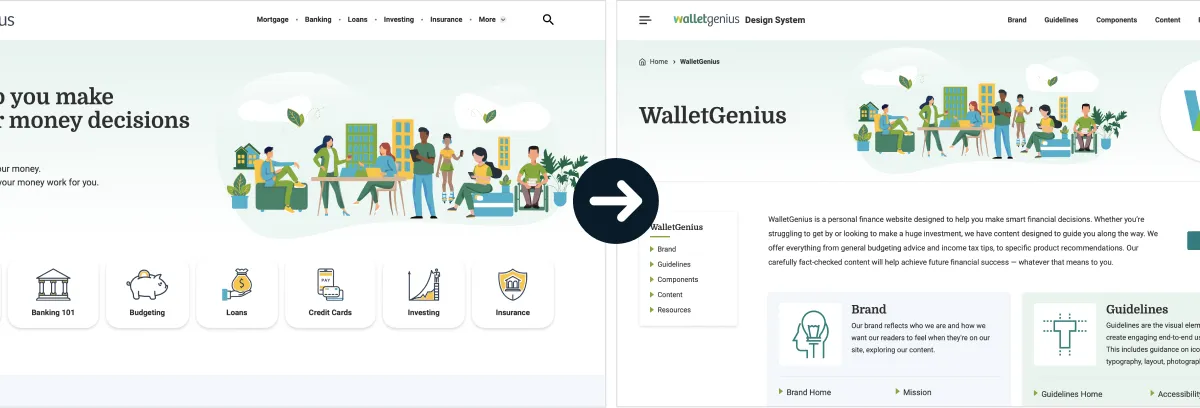 Brand identities applied within the design system