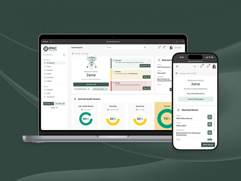 IPAC Dashboard on a desktop device