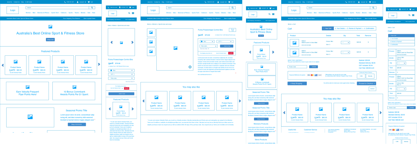 OnSport Wireframes