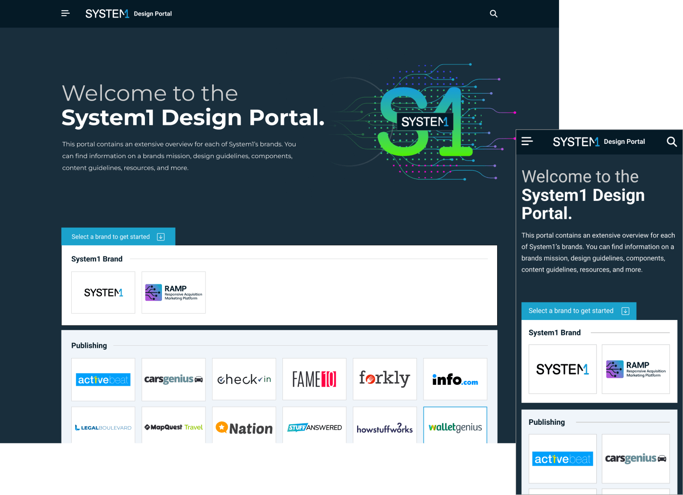 System1 design portal screenshot