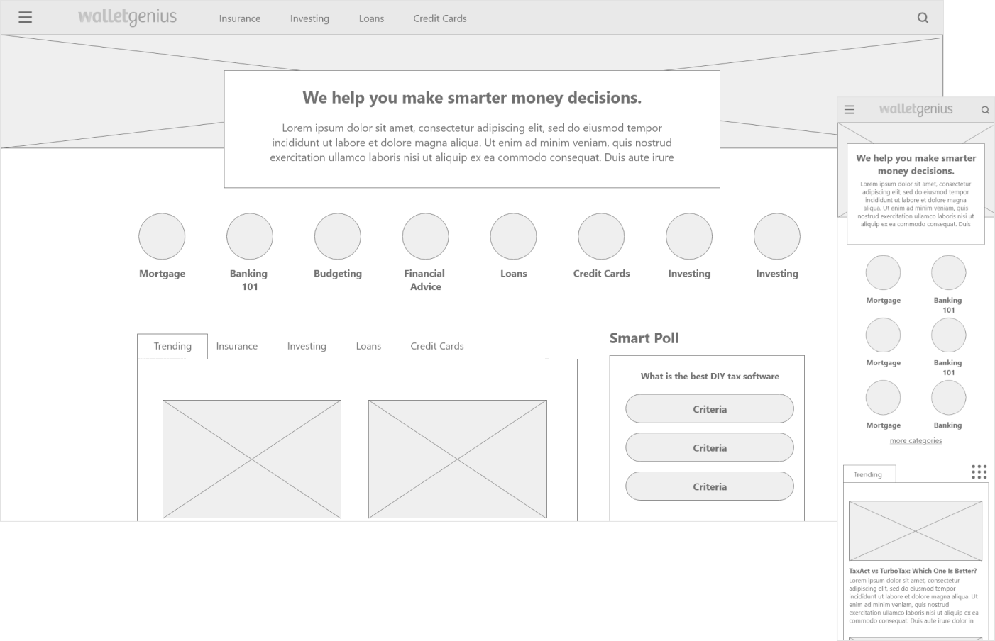 Walletgenius wireframes